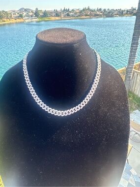 Iced Out Silver Cuban Link Necklace